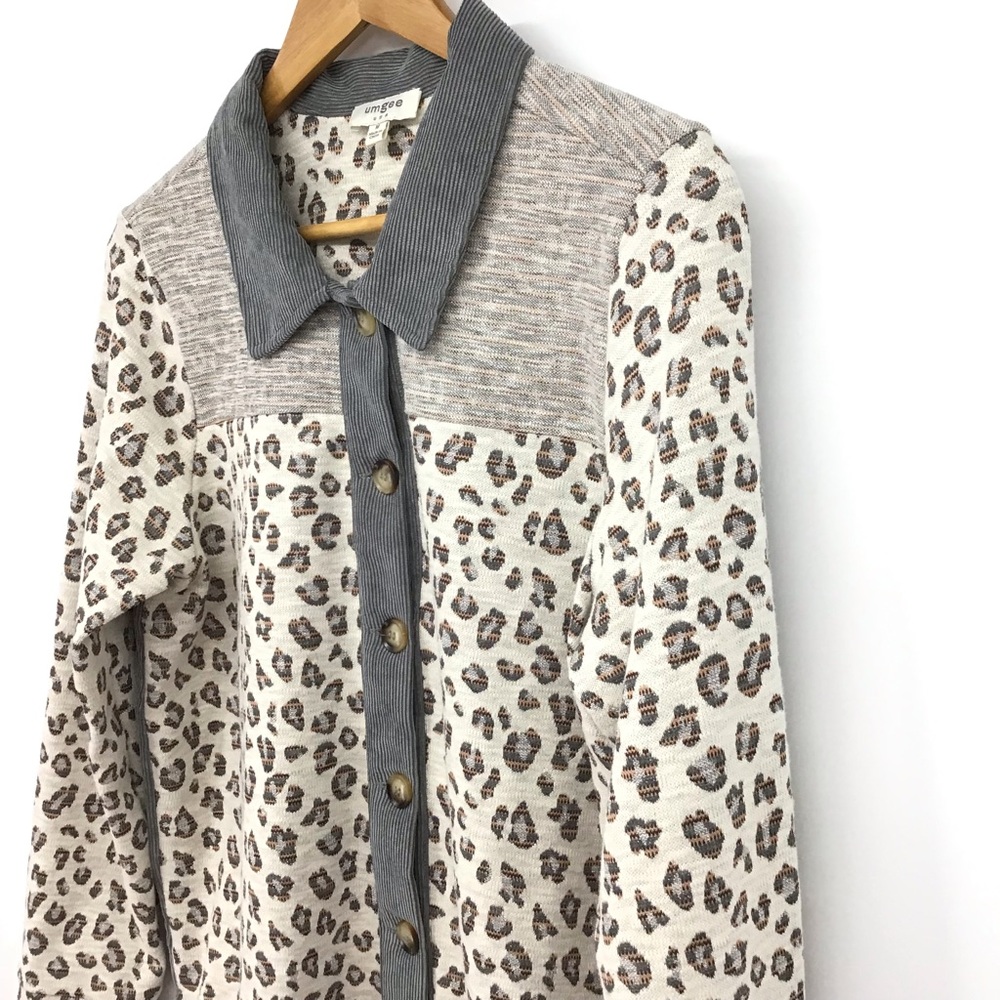Umgee Button Down Leopard Print Corduroy Top - image 5